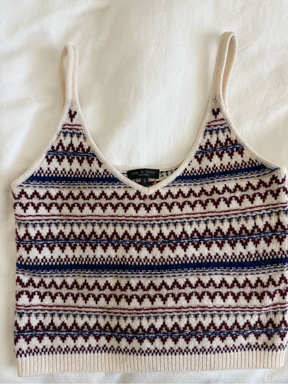 rag & bone Navy and Burgundy Patterned Knit Camisole size S like new never worn